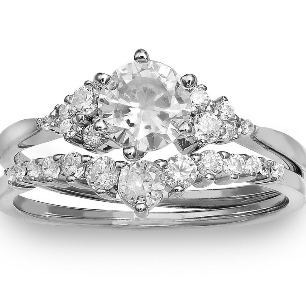 Giani Bernini
2-Pc. Cubic Zirconia Wedding Set 
Elegant Silver Women's Ring Set